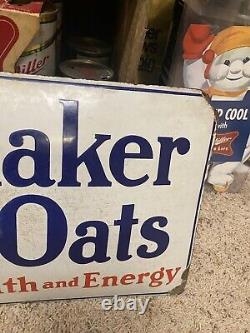 QUAKER OATS PORCELAIN Sign Curved C1900s Rare Made In Germany Old Antique
