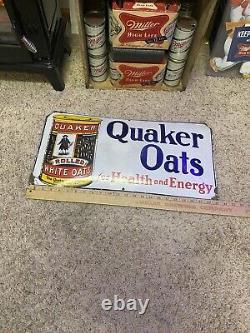 QUAKER OATS PORCELAIN Sign Curved C1900s Rare Made In Germany Old Antique