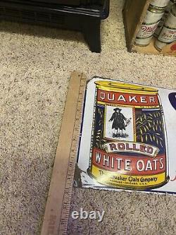 QUAKER OATS PORCELAIN Sign Curved C1900s Rare Made In Germany Old Antique