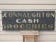 Rare 19th C Old Original Early Cash Groceries Sand Paint Wood Trade Sign Antique