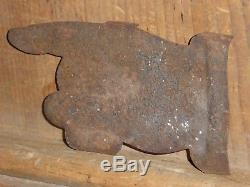 RARE 19th C OLD ORIGINAL EARLY POINTING FINGER HAND TRADE SIGN 1800s ANTIQUE