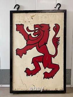 RARE Antique Old Authentic Painted British Pub Sign, RED LION Brighton WOW