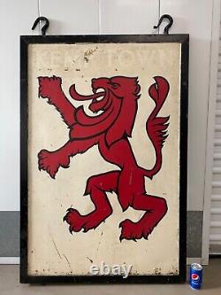 RARE Antique Old Authentic Painted British Pub Sign, RED LION Brighton WOW