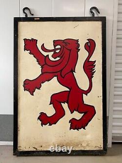 RARE Antique Old Authentic Painted British Pub Sign, RED LION Brighton WOW