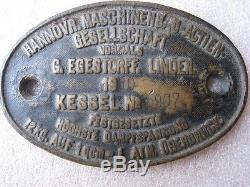 RARE Antique Old Brass German Boiler Plate Sign From a Steam Locomotive 1910's