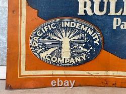 RARE Antique Old Historic Los Angeles Automobile Insurance Painted Sign, 20's