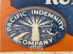 RARE Antique Old Historic Los Angeles Automobile Insurance Painted Sign, 20's