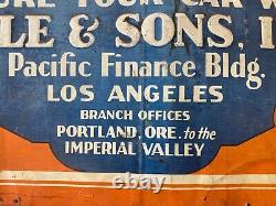 RARE Antique Old Historic Los Angeles Automobile Insurance Painted Sign, 20's