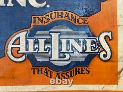 RARE Antique Old Historic Los Angeles Automobile Insurance Painted Sign, 20's