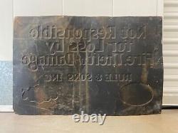 RARE Antique Old Historic Los Angeles Automobile Insurance Painted Sign, 20's