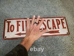 RARE Antique Vintage Bronze To Fire Escape Arrow Sign Old Factory Gas Station