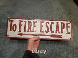 RARE Antique Vintage Bronze To Fire Escape Arrow Sign Old Factory Gas Station