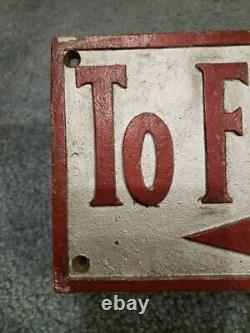 RARE Antique Vintage Bronze To Fire Escape Arrow Sign Old Factory Gas Station