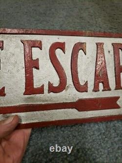 RARE Antique Vintage Bronze To Fire Escape Arrow Sign Old Factory Gas Station