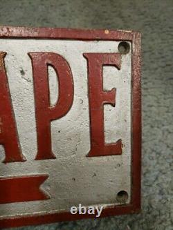 RARE Antique Vintage Bronze To Fire Escape Arrow Sign Old Factory Gas Station