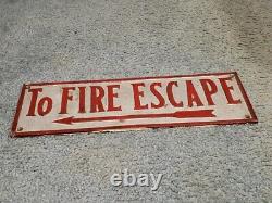 RARE Antique Vintage Bronze To Fire Escape Arrow Sign Old Factory Gas Station