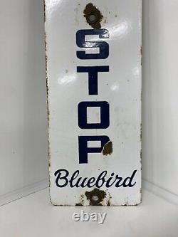 RARE Bluebird Porcelain Bus Stop Sign old original antique advertising vtg