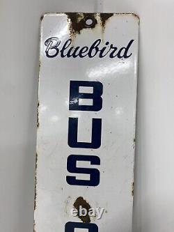 RARE Bluebird Porcelain Bus Stop Sign old original antique advertising vtg