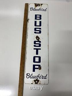 RARE Bluebird Porcelain Bus Stop Sign old original antique advertising vtg