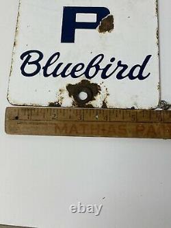 RARE Bluebird Porcelain Bus Stop Sign old original antique advertising vtg