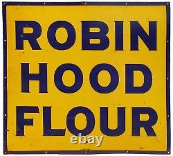 RARE COLOSSAL'ROBIN HOOD FLOUR' EARLY 20TH C VINT 40 x 40 PRCL'N ENML AD SIGN