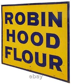 RARE COLOSSAL'ROBIN HOOD FLOUR' EARLY 20TH C VINT 40 x 40 PRCL'N ENML AD SIGN