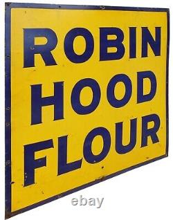 RARE COLOSSAL'ROBIN HOOD FLOUR' EARLY 20TH C VINT 40 x 40 PRCL'N ENML AD SIGN