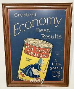 RARE Early 1900s Antique Old Dutch Cleanser Advertisement on Linen 23 x 18
