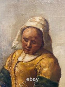 RARE Fine Antique Dutch Old Master Oil Painting, After Vermeer Signed