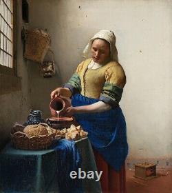 RARE Fine Antique Dutch Old Master Oil Painting, After Vermeer Signed