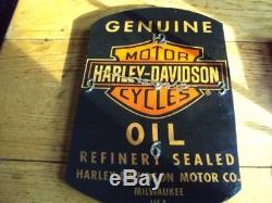 RARE Old Antique Harley Davidson Oil Can Wood Wall Clock Advertising Sign WOWZER