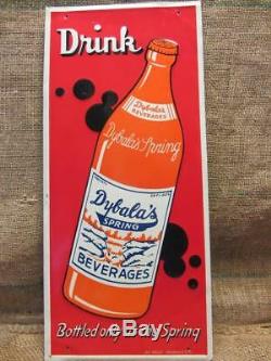 RARE Vintage Embossed Dybala's Beverage Sign Antique Old Cola Soda Drink 9864
