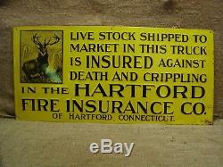 RARE Vintage Hartford Insurance Sign Antique Old Metal