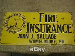 RARE Vintage Hartford Insurance Sign Antique Old Metal