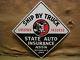 Rare Vintage State Auto Insurance Sign Antique Old Iowa