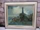 Really Old Painting Oil Sea Lighthouse Signed