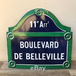 REAL PARIS STREET SIGN Old French Street Enameled Sign Boulevard de Belleville