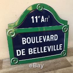 REAL PARIS STREET SIGN Old French Street Enameled Sign Boulevard de Belleville
