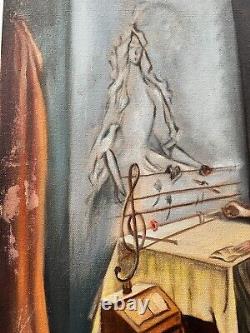 REMEDIOS VARO, Old painting oil on canvas, Signed, unframed good condition