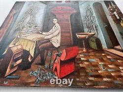 REMEDIOS VARO, Old painting oil on canvas, Signed, unframed good condition