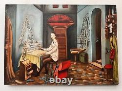 REMEDIOS VARO, Old painting oil on canvas, Signed, unframed good condition