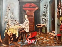 REMEDIOS VARO, Old painting oil on canvas, Signed, unframed good condition