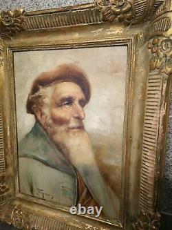 Raffaele Frigerio 1875-1948 Original Antique Portrait Of Old Italian Fisherman