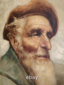 Raffaele Frigerio 1875-1948 Original Antique Portrait Of Old Italian Fisherman