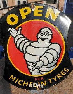 Rare 1930's Old Antique Vintage Michelin Tyres Ad. Porcelain Enamel Sign Board