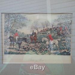 Rare Antique Fox Hunt Horses Color Engravings J Harris H Alken Art PROOFS OLD