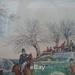 Rare Antique Fox Hunt Horses Color Engravings J Harris H Alken Art PROOFS OLD