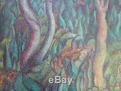 Rare Antique Helen Dedaux Painting Old Gauguin Style Wpa Era Modernist Fauve