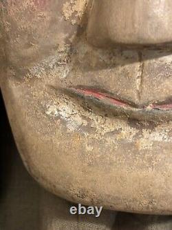 Rare Antique Old Korean Wooden Hahoe Mask Gaksi, Signed