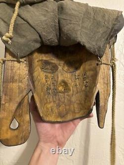 Rare Antique Old Korean Wooden Hahoe Mask Gaksi, Signed